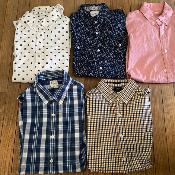 5 Men's J. CREW TOMMY HILFIGER PAPER DENIM CLOTH Button Shirts Lot - Size M - Picture 1 of 4